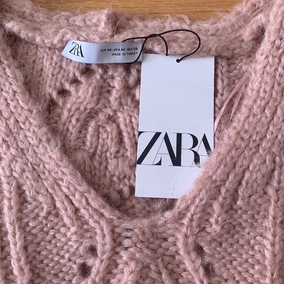 ZARA NWT 💕LONG CABLE KNIT VEST PINK - Picture 4 of 16